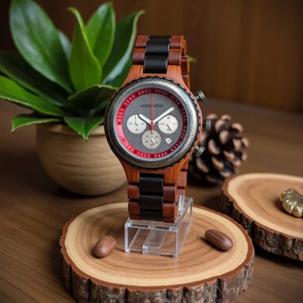 Reloj de Madera de Sándalo Rojo modelo Olimpo